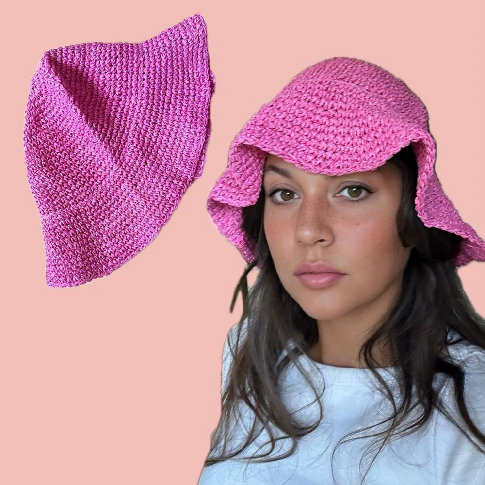 🧡 2 for 10$ Noisy May Floppy Summer Hat – Hot Pink Crochet Look